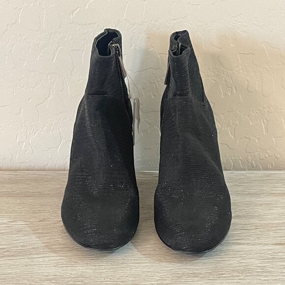 New Michael Kors Ankle Boots 6 Black Sparkle Glitter Crystals Heel Side Zip - Picture 2 of 10